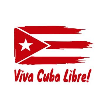 Imagem de Pacote com 2 adesivos de carro com bandeira cubana (11,4 x 7,6 cm) – ¡Viva Cuba Libre! Design com detalhes de coração – Decalques de vinil patrióticos para para-choques e janelas – Impermeável e
