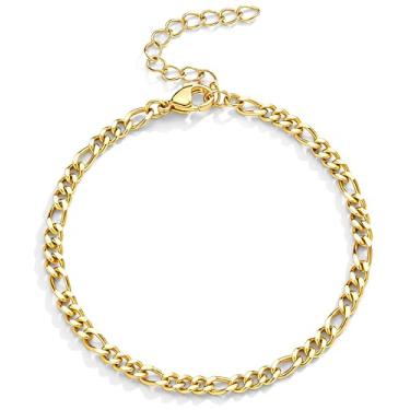 Imagem de Poxtex Tornozeleiras extragrandes para mulheres, tornozeleira grande, ouro real 14K, à prova d'água, 25,4 cm + 5 cm, pulseiras de tornozelo grandes ajustáveis para mulheres plus size, pulseiras de