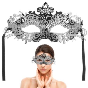 Imagem de Máscara, máscara veneziana de metal com strass, máscara com tema cintilante, baile de máscaras femininas para Halloween, carnaval, máscara, festas, cosplay, strass para máscara de metal