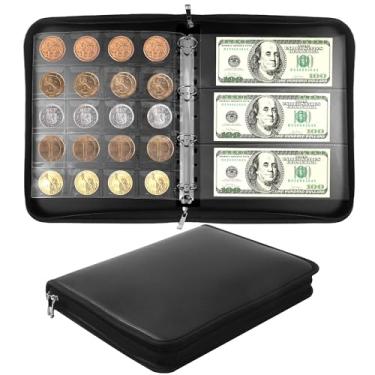 Imagem de Coin Collection Book Album Holder for Collectors, 400 Pockets Fireproof Coin Collection Book & 36 Paper Money Organizer Binder for Coin Currency Collection Supplies,Bill,Pennies,Badges,Tokens