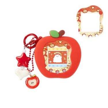Imagem de BUBBLELOGUS Apple Bubble Protective Case for Tamagotchi Uni - Soft TPU Silicone Cover with Faceplate & Charms Set, Anti-Scratch & Waterproof (Red)