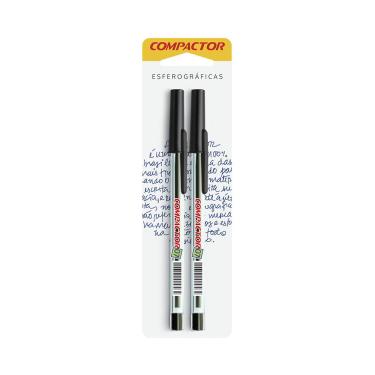 Imagem de Caneta Esferográfica Compactor 0.7mm Preta com 2 Unidades