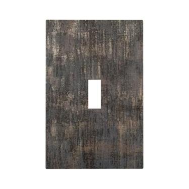 Imagem de Nadoabtm Capa decorativa para interruptor de luz vintage cinza marrom placa de parede de grão de madeira 1 dispositivo de alternância única placa frontal elétrica placa decorativa placa de parede para