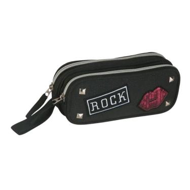 Imagem de Estojo Duplo Escolar Glitter Gang Rock Preto - Clio