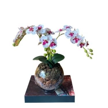 Imagem de ARRANJO ORQUIDEA ARTIFICIAL 3D 4 HASTES VASO VIDRO INCOLOR (Tigre)