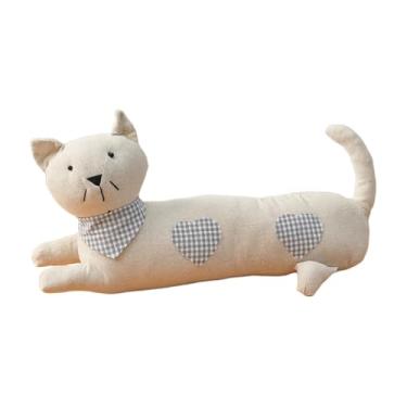 Imagem de Baoblaze Batente de porta pesado em forma de gato, feito de tecido de pelúcia, protetor de chão, batente decorativo para porta de banheiro, Coração Azul