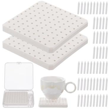 Imagem de 2 almofadas de suporte refratárias de cerâmica com 120 pregos, tapetes de forno de alta temperatura para queima de cerâmica