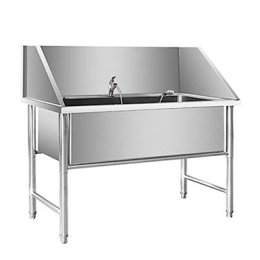 Imagem de TRGCJGH Estação de banheira de cuidados para cães, banheira de aço inoxidável para cães de estimação com porta deslizante e escada, estação de lavagem de cães para casa (135 cm/53,1 pol, profundidade