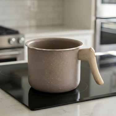 Imagem de Leiteira Antiaderente com Cabo de Madeira, Revestimento Marble, 14 x 12,5 cm, Compatível com Indução
