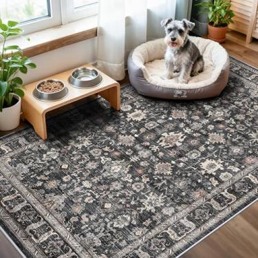 Imagem de TOPRUUG Tapete de entrada preto lavável: tapetes 3x4 para entrada de cozinha banheiro tapete de porta ultrafino antiderrapante entrada interna resistente a manchas tapete pequeno (cinza preto escuro