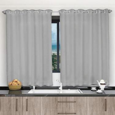 Imagem de Cortina De Cozinha 2,00X1,20 Falso Blackout Cinza Corta Luz - Lm Deton