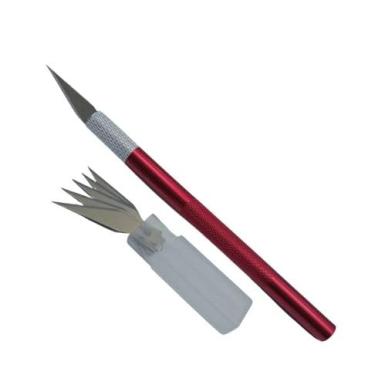 Imagem de Estilete Cabo Metal/Bisturi De Precisão Artesanato c/ 6 Lâminas