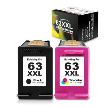 Imagem de Kaloking Pro Pacote com 2 cartuchos de tinta 63XXL de substituição para HP 63XL 63 XL para impressoras jato de tinta Officejet 3830 5255 5258 Envy 4520 4512 DeskJet 3630 (tricolor, preto)