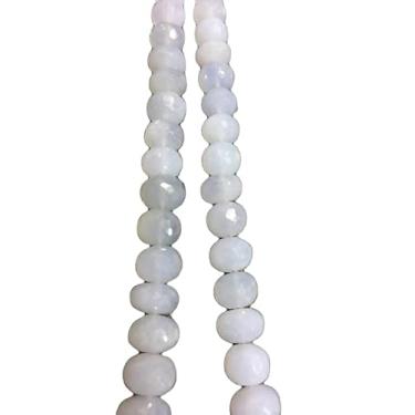 Imagem de Lady Works Fio de calcedônia de pedra natural de 33 cm, contas facetadas rondelle de 7 a 11 mm para fazer joias DIY. | Beads_02748, conforme foto