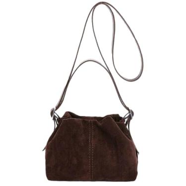 Imagem de Mini bolsa feminina de camurça plissada nuvem bolsa tiracolo moderna bolsa tiracolo bolsa de bolinho bolsas axilas, Café, Medium