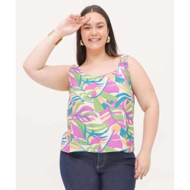 Imagem de Blusa Plus Size Feminina Estampa Folhas Marisa-16689, Bege, G2