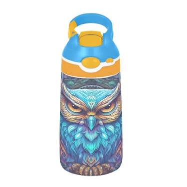 Imagem de ATTX Garrafa de água Neon Owl de 473 ml – Garrafa de água reutilizável Tritan Sports & Travel com canudo e tampa de bico pop-up #464