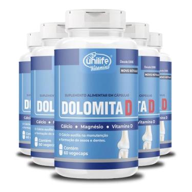 Imagem de Kit 5 Dolomita com Vitamina D 60 cápsulas Unilife