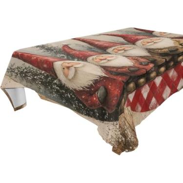 Imagem de Blueangle Toalha de mesa de gnomos de Natal – Toalha de mesa retangular de poliéster impermeável e resistente a manchas para ambientes internos e externos, 152 x 274 cm (155)