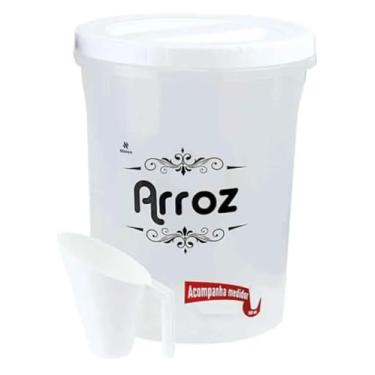 Imagem de Pote Mantimentos Arroz C/Rosca Alto Com 5.8l Copo Medidor Branco
