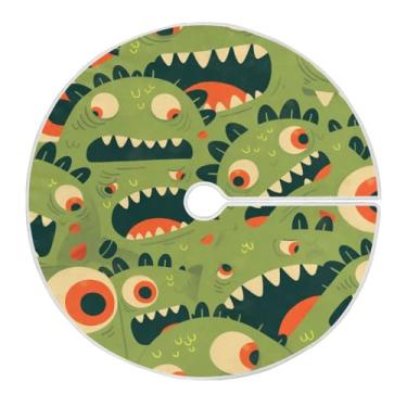 Imagem de Blueangle Saia de árvore de Natal com desenho animado de 120 cm com olhos de monstro - poliéster macio e resistente a rugas, decoração de férias para festas de Natal, árvore festiva e decoração de