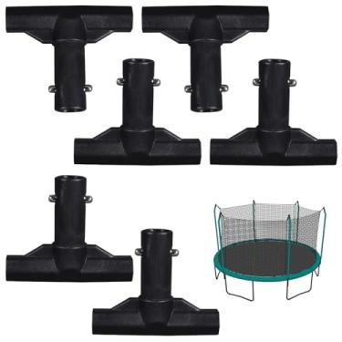 Imagem de hinbkenla 6 peças de capas de mastro de trampolim, peças de trampolim, tampas de mastro de trampolim, peças de reposição de trampolim, conectores de tubo T para combinação de conexão do polo superior