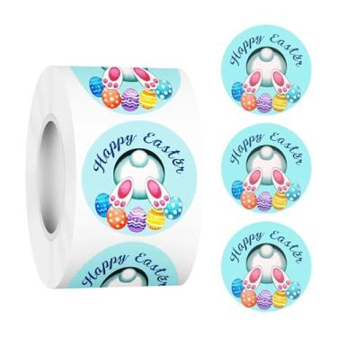 Imagem de MotiveTech 500 Etiquetas Adesivas de Páscoa para Envelopes com Desenhos de e Ovos - Redondas de Papel (25 mm) para Embalagens de Presentes de Aniversário