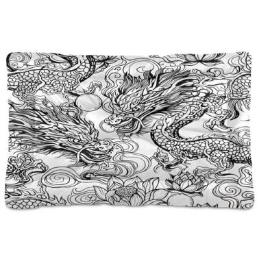 Imagem de SEHANY Cama de dragão vintage para cães e gatos com fundo antiderrapante, caixa de canil, colchão macio para animais de estimação, lavável para cães pequenos, médios e grandes, gatos, 91 x 61 cm