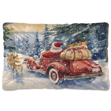Imagem de SEHANY Cama de gato Corgi para carro vermelho de Natal com fundo antiderrapante, cama de canil, colchão macio para animais de estimação, lavável para cães pequenos, médios e grandes, gatos, 45,7 x 61