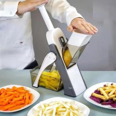 Imagem de Cortador Fatiador 5 Funções Mandoline para Cortar Batata Legumes e Vegetais - (Cinza)