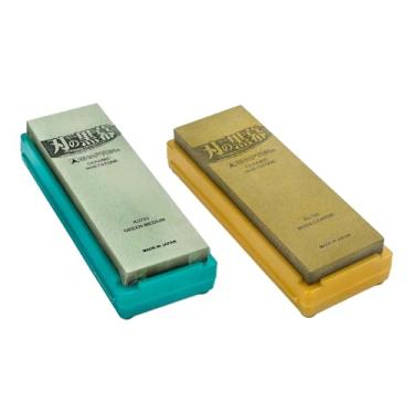 Imagem de SHAPTON Ha No Kuromaku Conjunto de duas pedras de amolar de cerâmica japonesa (verde (médio nº 2000) musgo (grosso nº 220))