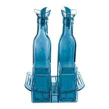 Imagem de Conjunto Galheteiro 4 Peças com Suporte, Euro, CVB1495-AZ, Azul, Euro Home