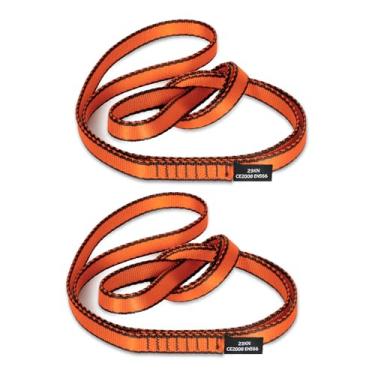 Imagem de VFKENA Correia de nylon para escalada de 18 mm 23KN CE2008/EN566 tiras fortes para escalada, montanhismo, rapel, balanço, rede de ioga, etc. (laranja, 90 cm / 35 polegadas | Pacote com 2)