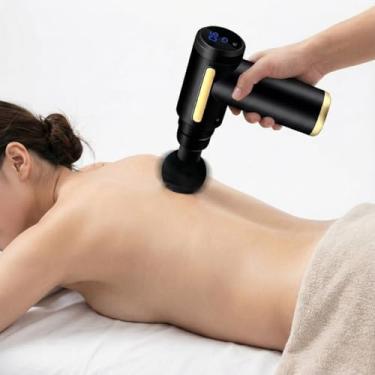 Imagem de Pistola Massageadora Muscular Profissional Massageador Elétrico de Percussão Sem Fio com Display LED, 6 Velocidades e 4 Ponteiras Aparelho de Liberação Miofascial para Fisioterapia, Relaxamento e Recuperação Pós-Treino Recarregável e Silencioso