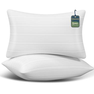 Imagem de LOVELYREST Conjunto de 2 travesseiros Queen Size, conjunto de 2 travesseiros Queen com enchimento de fibra de poliéster alternativo ajustável, conforto de qualidade de hotel para dorminhocos laterais