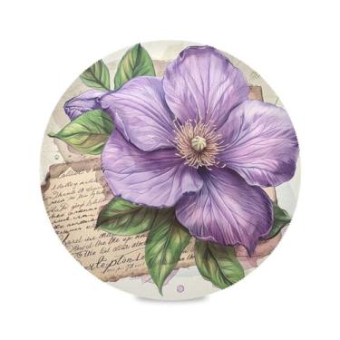 Imagem de xigua Jogo americano redondo de flores com folhas verdes, conjunto de 6 para mesa de jantar, tapetes de mesa antiderrapantes laváveis e resistentes ao calor para decoração de festa, cozinha, jantar