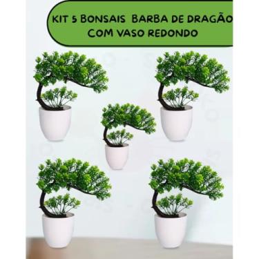 Imagem de Genérico, Kit 5 Bonsais Artificial Barba de Dragão – Vaso Redondo Moderno e Mais Charmoso