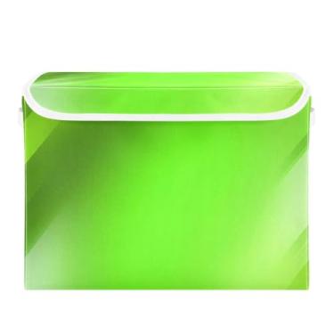 Imagem de CEBUGI Caixotes de armazenamento com tampas, caixa de armazenamento de tecido dobrável, fundo gradiente verde, compartimentos organizadores de armazenamento para armário de casa prateleiras de quarto