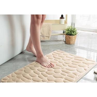 Imagem de Tapete de Banheiro Antiderrapante com Efeito 3D Tapete Absorvente em Lã Coral para Box Lavatório e Banheira (Caqui)