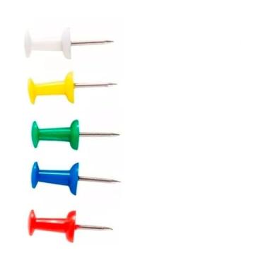 Imagem de Kit de Tachinhas Coloridas, Alfinetes, Vermelho Azul Verde Amarelo Branco, 50 Unidades