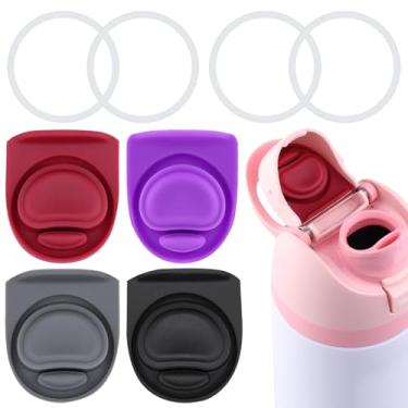 Imagem de BMSQOFD 4 conjuntos de tampas de vedação de substituição para boca de tampa Owala Freesip, peças de anel de vedação de silicone para garrafa de água, acessórios de tampa superior para Owala Freesip 16