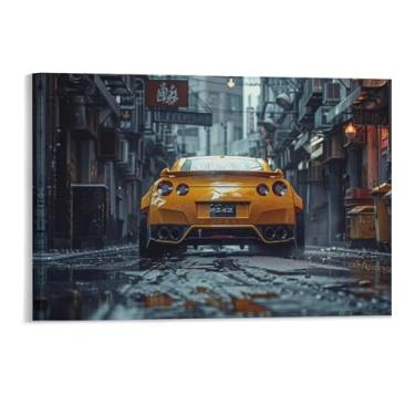 Imagem de HouLaiZhe Jdm amarelo carro 350z pôsteres tela estética decoração de quarto pintura de parede impressões de sala de galeria decoração de parede para quarto sala de estar escritório 11 x 17 polegadas