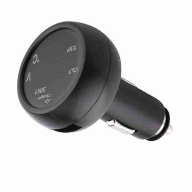 Imagem de Generic 3 Em 1 Caminhão de Carro Duplo LED Voltímetro Termômetro Isqueiro Carregador USB Com Carregamento Rápido, Monitoramento de Temperatura do Ar - Adequado para Veículos 12V-24V - Metal, (Azul
