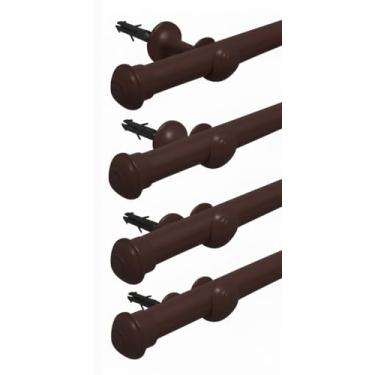 Imagem de Varões de Madeira Para Cortina Simples 2,00 Metros 19mm Varão Ponteira e Suporte Completo varão de cortina para Casa Sala Quarto(4 Tabaco)