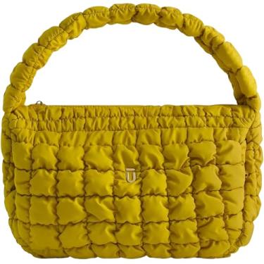 Imagem de FUL Bolsa de ombro feminina, bolsa Hobo acolchoada e despojada, amarela