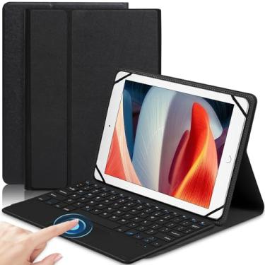 Imagem de Capa Protetora Universal para Tablet de 9-11 Polegadas com Teclado BT Couro Touchpad Sem Fio Iluminação Auto Sleep Supor