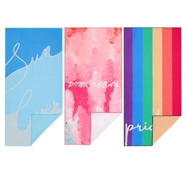 Imagem de RansaDreama Toalha de praia grande de 3 peças, 76 x 152 cm, secagem rápida, altamente absorvente para praia, ar livre, piscina, fitness