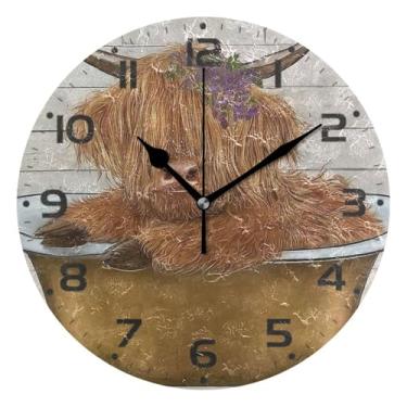 Imagem de Qilmy Relógio de parede pequeno moderno para banheira de hidromassagem, 25 cm, operado por bateria, silencioso, sem tique-taque, relógio decorativo para casa, escritório, escola, quarto, banheiro e