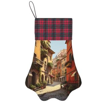 Imagem de Impressão de rua italiana meias de Natal animais de estimação decoração de natal cães gatos árvore decoração doce presente conveniente