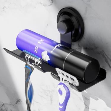 Imagem de DAOYA Suporte de lâmina com ventosa para chuveiro – ganchos de ventosa para chuveiro, preto – ganchos sem danos para organizador de cuidados masculinos, comporta lâminas, toalhas, prateleira de creme